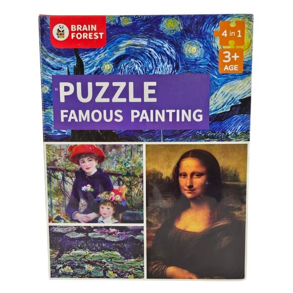 BRAIN FOREST FAMOUS PAINTING 4 in 1 ADVANCED PUZZLE AGES 3+ - Picture 1 of 5